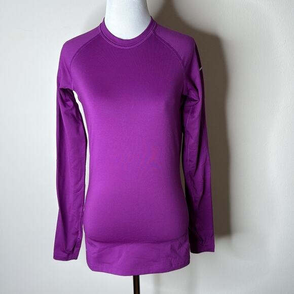 Nike Purple Pro Combat Fitted Long Sleeve Top - Picture 1 of 5